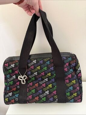 Vintage TNA Black Multicolor Logo-Print Duffel Bag